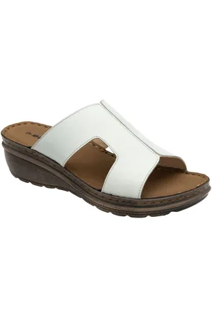Dunlop White Leather Wedge Mules Sandals AU 5 (EU 36)