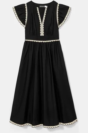 mint&berry Cotton Scallop Trim 100% Cotton Midi Dress AU 14
