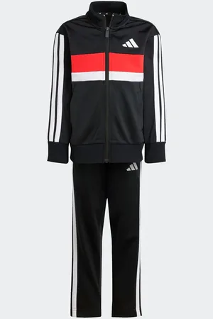adidas Black/Red Essentials Tiberio 3-Stripes Kids Tracksuit 3