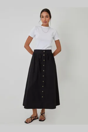 Threadbare Button Detail Maxi 100% Cotton Skirt with Pockets 12