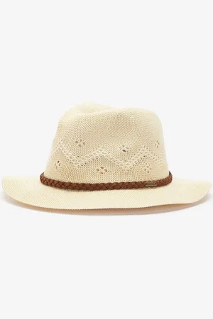 Barbour Natural Flowerdale Crochet Trilby Summer Hat L