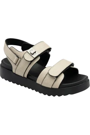 Dunlop Cream Ladies Twin Strap Flatform Sandals eu42uk8