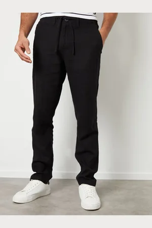 Threadbare Black Linen Blend Trousers 36