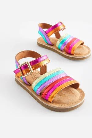 Next Multi Wide Fit (G) Leather Stripe Sandals AU 4.5 (EU 21)