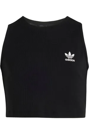 adidas Black Ribbed Crop Vest 14