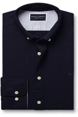 Charles Tyrwhitt Slim Fit Plain Button Down Stretch Washed Oxford 100% Cotton Shirt M