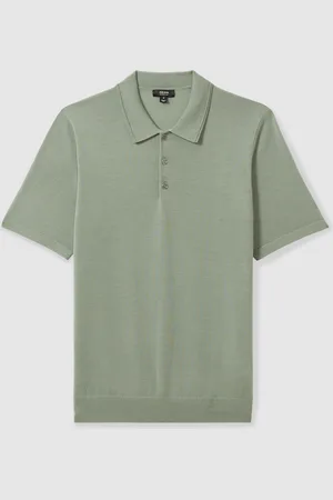 Reiss Manor Merino Wool Short-Sleeve Polo Shirt M