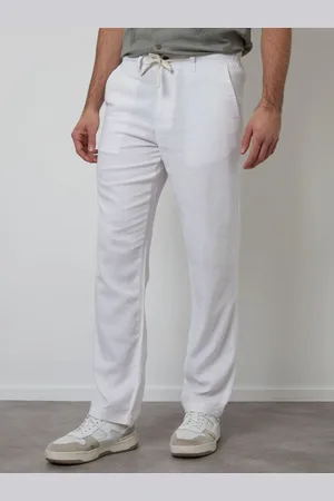 Threadbare White Linen Blend Trousers 32r