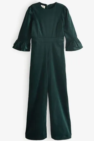 ASPIGA Green Victoria 3/4 Sleeve Stretch Corduroy Jumpsuit M