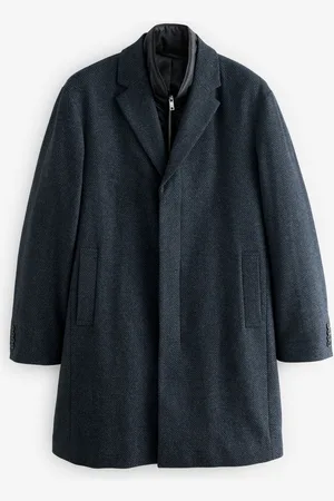 Next Navy Blue Wool Blend Mock Gilet Smart Epsom Overcoat XL Reg