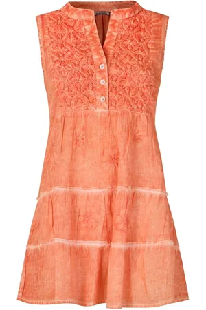 Joe Browns Orange Collared Button Front Tiered 100% Cotton Tunic 10