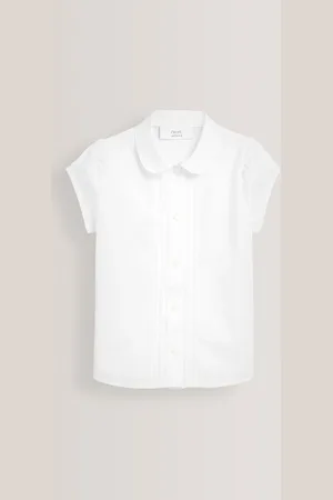 Next White Regular Fit Puff Sleeve Lace Trim School Blouse (3-14yrs) 11 Years (146cm)