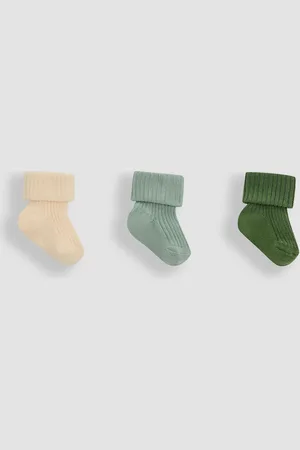 JoJo Maman Bébé Khaki 3-Pack Ribbed Baby Socks Newborn