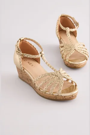 Next Gold Heeled Wedge Sandals AU 12 (EU 30.5)