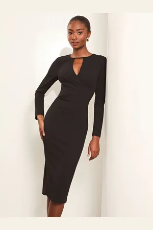 Lipsy London Keyhole Cross Front Long Sleeve Bodycon Dress AU 6