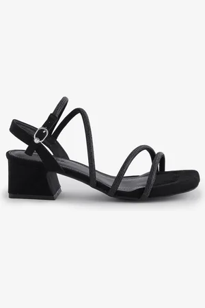 Simply Be Black Wide Fit Low Block Heel Diamante Strap Detail Sandals AU 8 (EU 39)