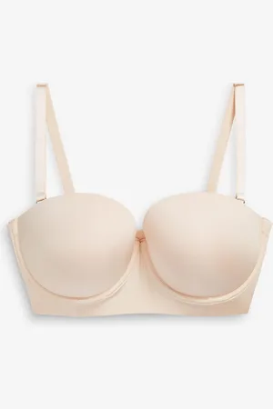 Next Praline Nude DD+ Light Pad Low Back Smoothing Strapless Bra 34 E