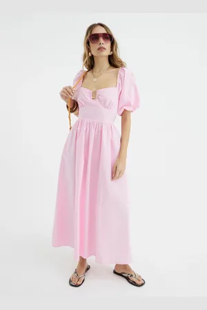 River Island Poplin Trim Detail 100% Cotton Midi Dress 14