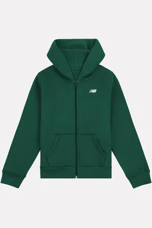 New Balance Green Boys Brush Back Small Logo Zip Hoodie 7