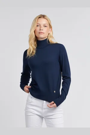 U.S. Polo Assn. U. S. Polo Assn Blue Womens Roll Neck Fine Knit Jumper L
