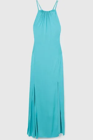 Reiss Tallie Satin Halterneck Maxi Dress AU 10