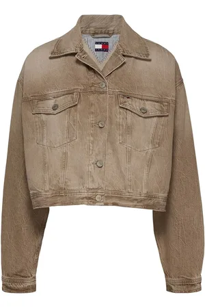 Tommy Hilfiger Brown Oversized Crop Trucker Jacket S