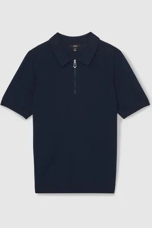Reiss Berkley Cotton Half-Zip Knitted Polo Shirt S