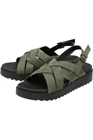 Dunlop Green Ladies Cross-Over Flatform Sandals AU 9 (EU 40)