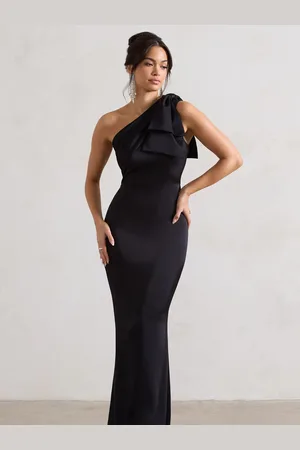 Club L Lady Satin Asymmetric Maxi Dress With Bow AU 16