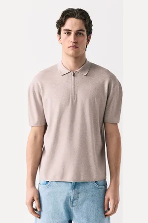 Next Quarter Zip Relaxed Fit Premium Short Sleeve Knit Quarter Zip Polo Shirt L