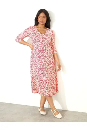 Live Unlimited London Curve Ditsy Print Jersey Ruched Front Dress AU 16