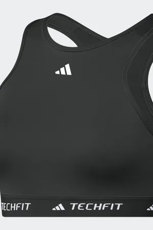 adidas Black Techfit Power Impact Medium Support Sports Bra 20-22 D-DD