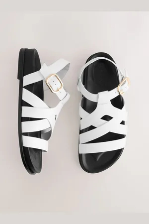 Next White Leather Cross Strap Footbed Sandals AU 10 (EU 42)