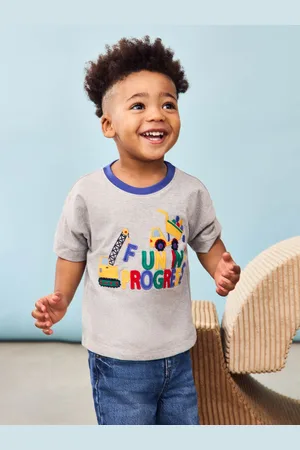 JoJo Maman Bébé Marl Grey Construction Appliqué T-Shirt 3