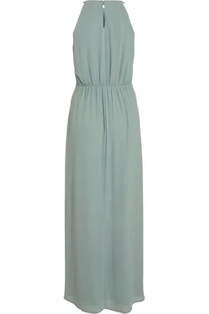 VILA Halterneck Flower Girl Lace Detail Occasion Maxi Dress AU 12