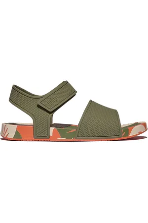 FitFlop Green Kids Junior iQushion Leaf Print Sandals AU 13 (EU 29)