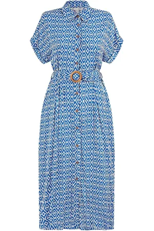 Yumi Viscose Midi Shirt Dress With Matching Belt AU 20