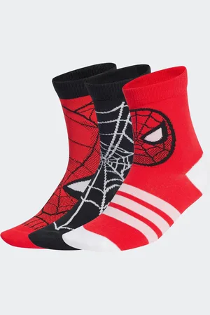 adidas Red/Black Marvel Spider Man Socks 3 Pack 2-3.5