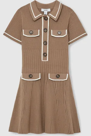 Reiss Sofia 9-13 yrs Rib-Knit Button-Down Dress 12