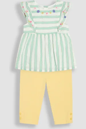 JoJo Maman Bébé Aqua Green Floral Print Frill Sleeve Blouse & Leggings Set 2 Piece 5