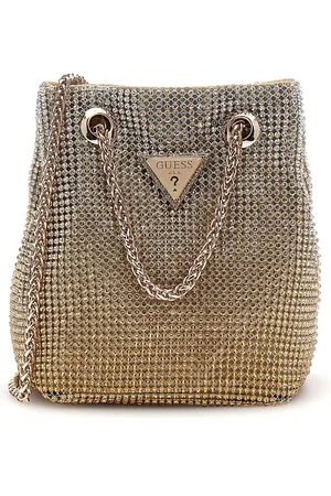 Guess Gold Diamante Zalina 100% Cotton Cross-Body Pouch Bag One