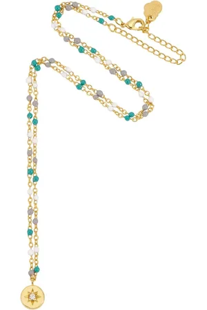 ESTELLA BARTLETT Gold/Green CZ Pendant Rainbow Beaded Necklace One