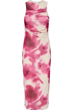 ONLY Floral Mesh Ruched Midi Dress