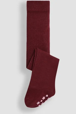 JoJo Maman Bébé Wine Cotton Rich Plain Tights 4