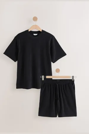 Next Black Towelling Loungewear Shorts Co-ord Set 4XL