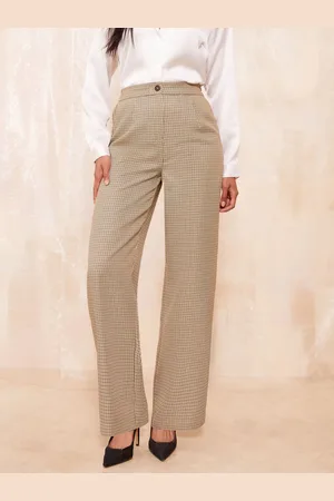 Friends Like These Brown Wide Leg Tailored Check Trousers AU 14