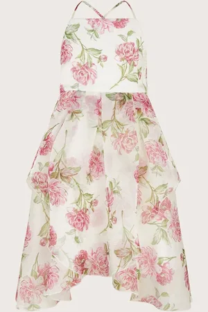 Monsoon Strappy Peony Print Organza Dress 8 Years (128 cm)