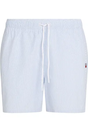 Tommy Hilfiger Medium Length Stripe Drawstring Swim Trunks L