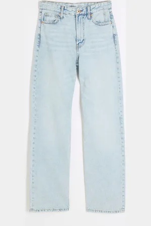 River Island Light Blue High Waisted Relaxed Straight 100% Cotton Jeans AU 12 R