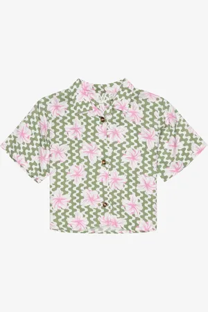 Roxy Salty Sun Print Short Sleeve Crop Shirt 8 Years (128 cm)